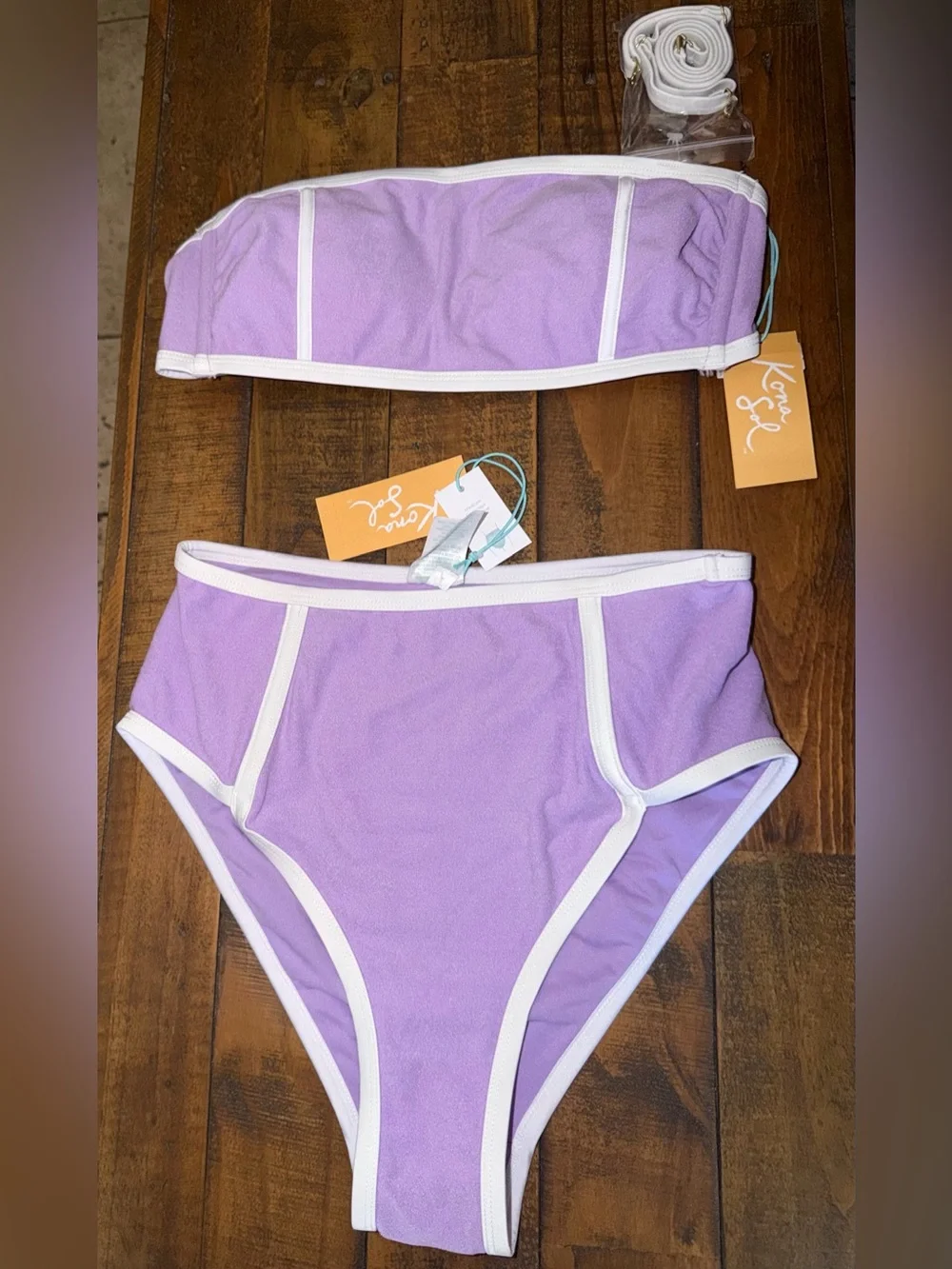 Target Lavender and White High-Waist Bikini Set